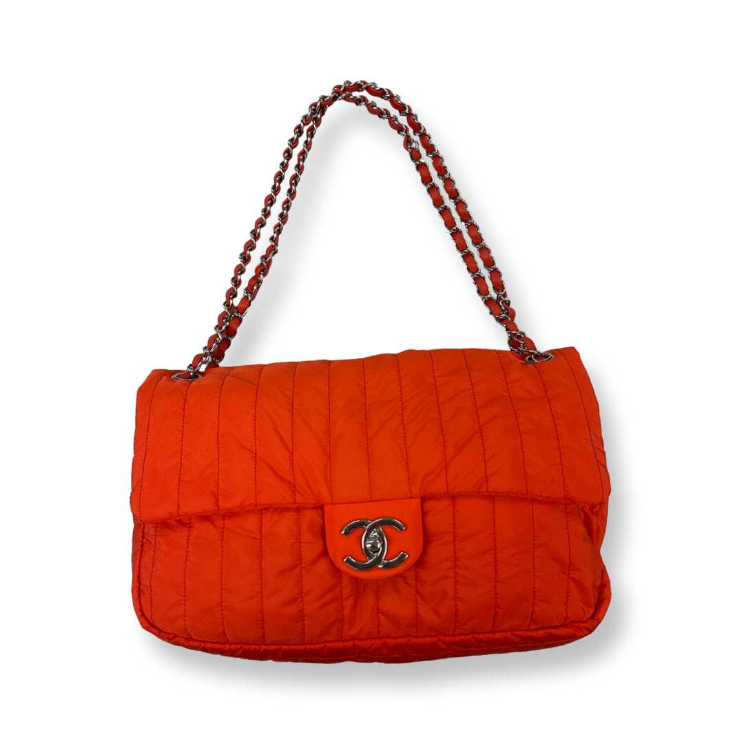 Chanel Orange Nylon Flap Bag