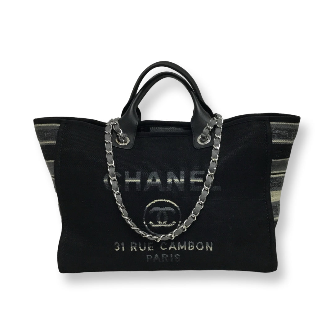 Chanel Black & Gray Large Deauville Tote