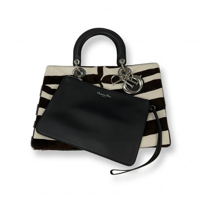 Dior Diorama Brown & White Pony Hair Zebra Tote