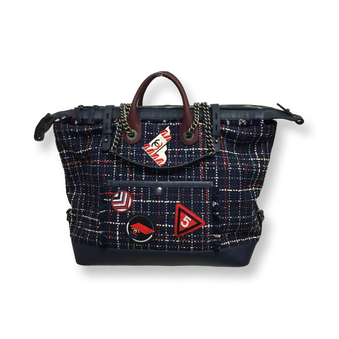 Chanel Navy Tweed Airline Travel Tote