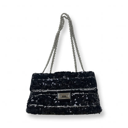 Chanel Black Sequined Medium Classdic Shoulder Bag