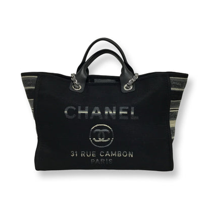 Chanel Black & Gray Large Deauville Tote