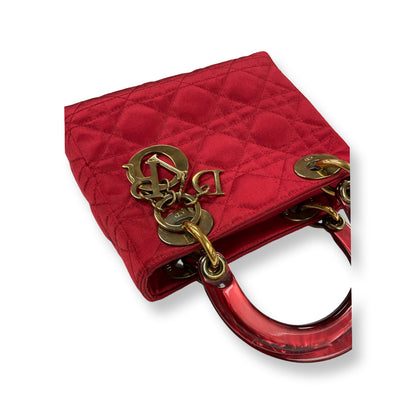 Dior Red Silk Mini Lady Dior Top Handle