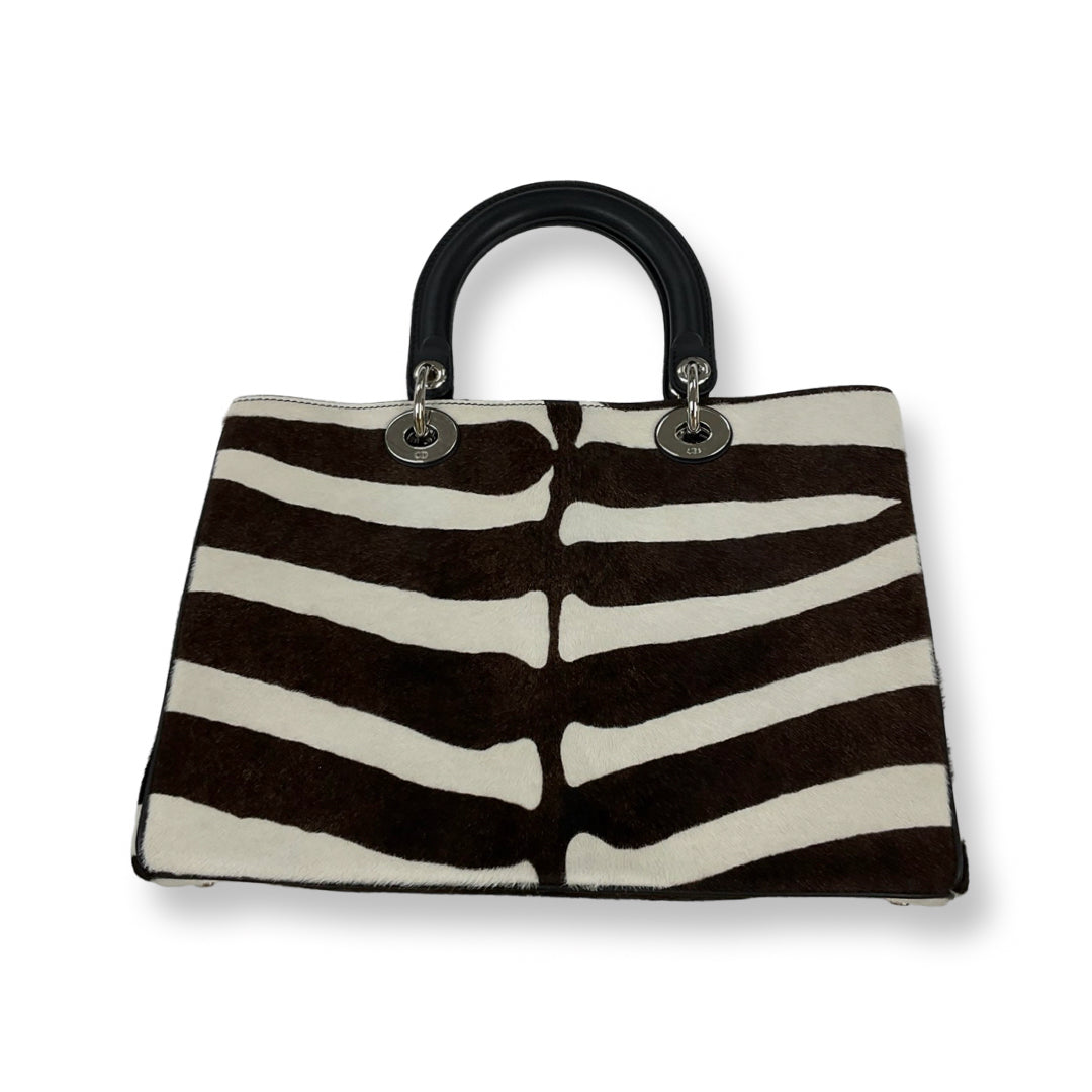 Dior Diorama Brown & White Pony Hair Zebra Tote