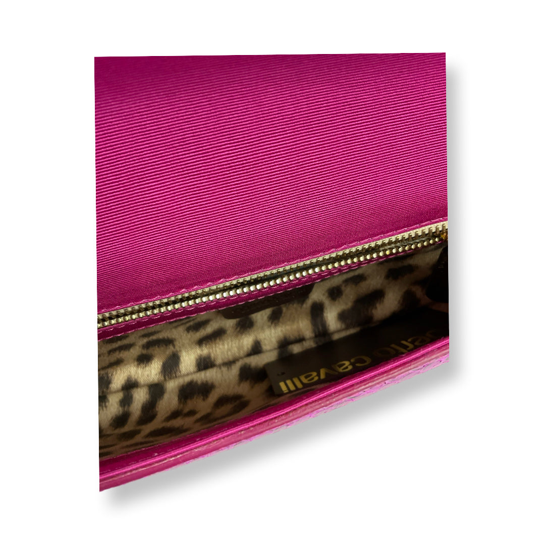 Cavalli Fuschia Glitter Python Clutch