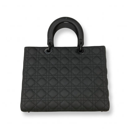 Dior Large Black Matte Lady Dior Tote