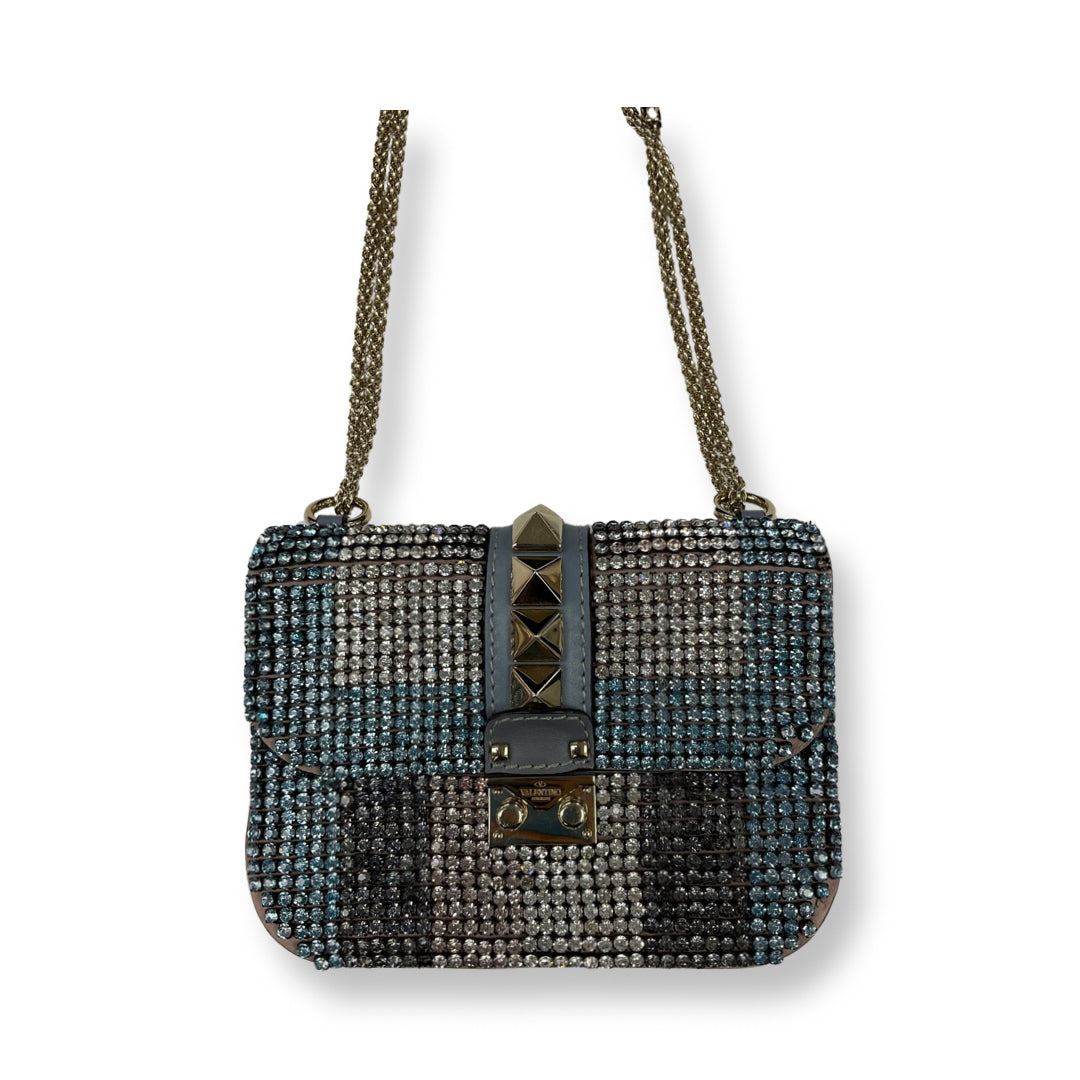 Valentino Blue Embellished Rockstud Evening Bag