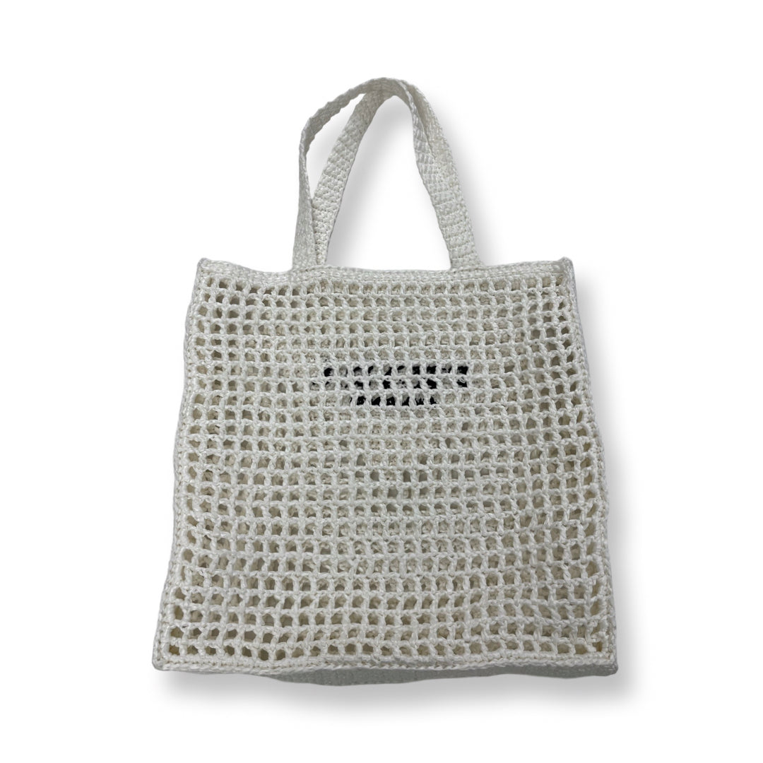 Prada White Crochet Raffia Tote