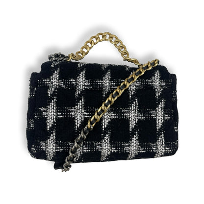 Chanel 19 Medium Black & White Tweed Crossbody Bag