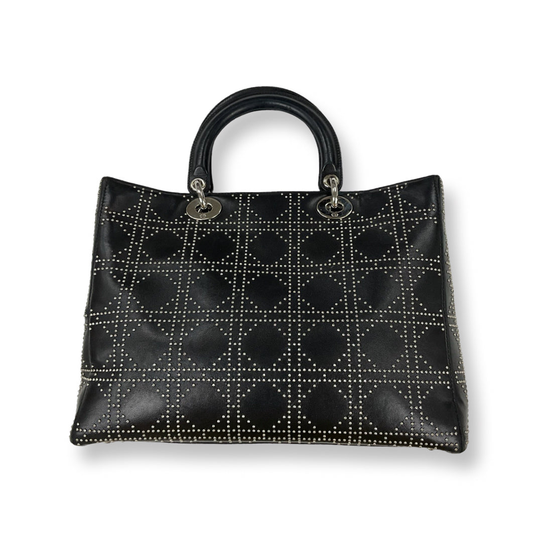 Dior Black Large Lady Dior with Studs Tote