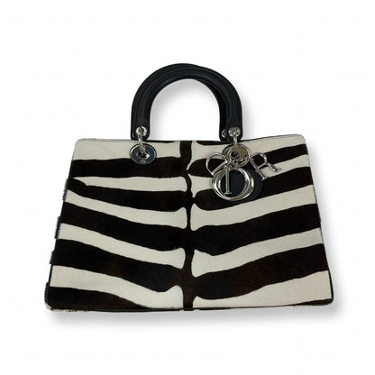 Dior Diorama Brown & White Pony Hair Zebra Tote