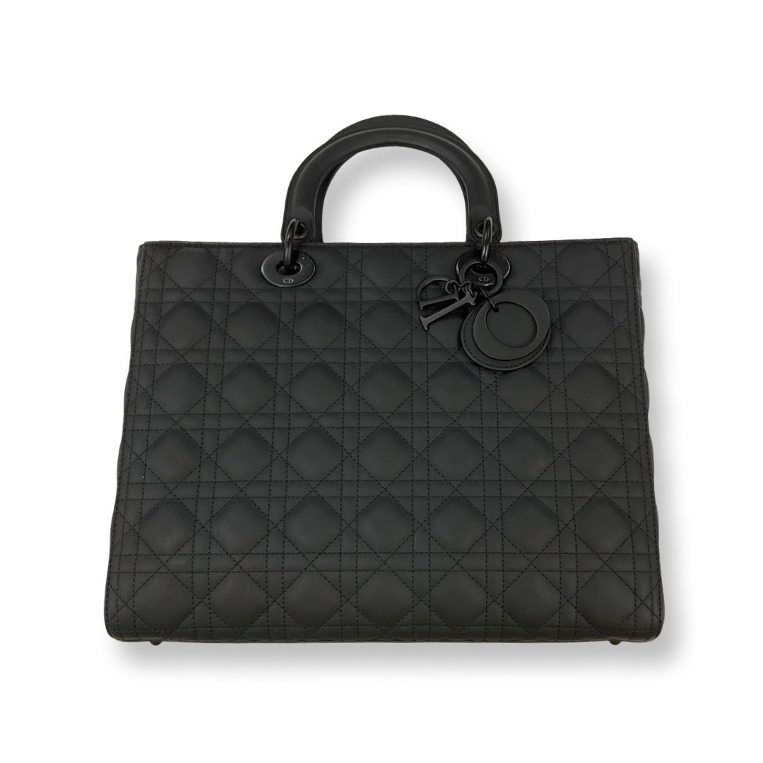 Dior Large Black Matte Lady Dior Tote