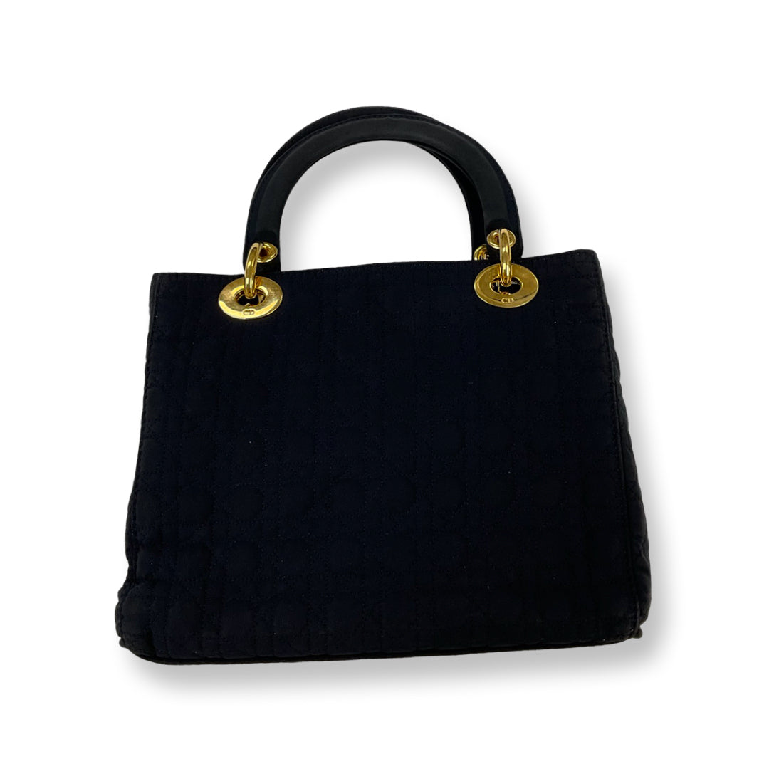 Dior Navy Nylon Lady Dior Top Handle