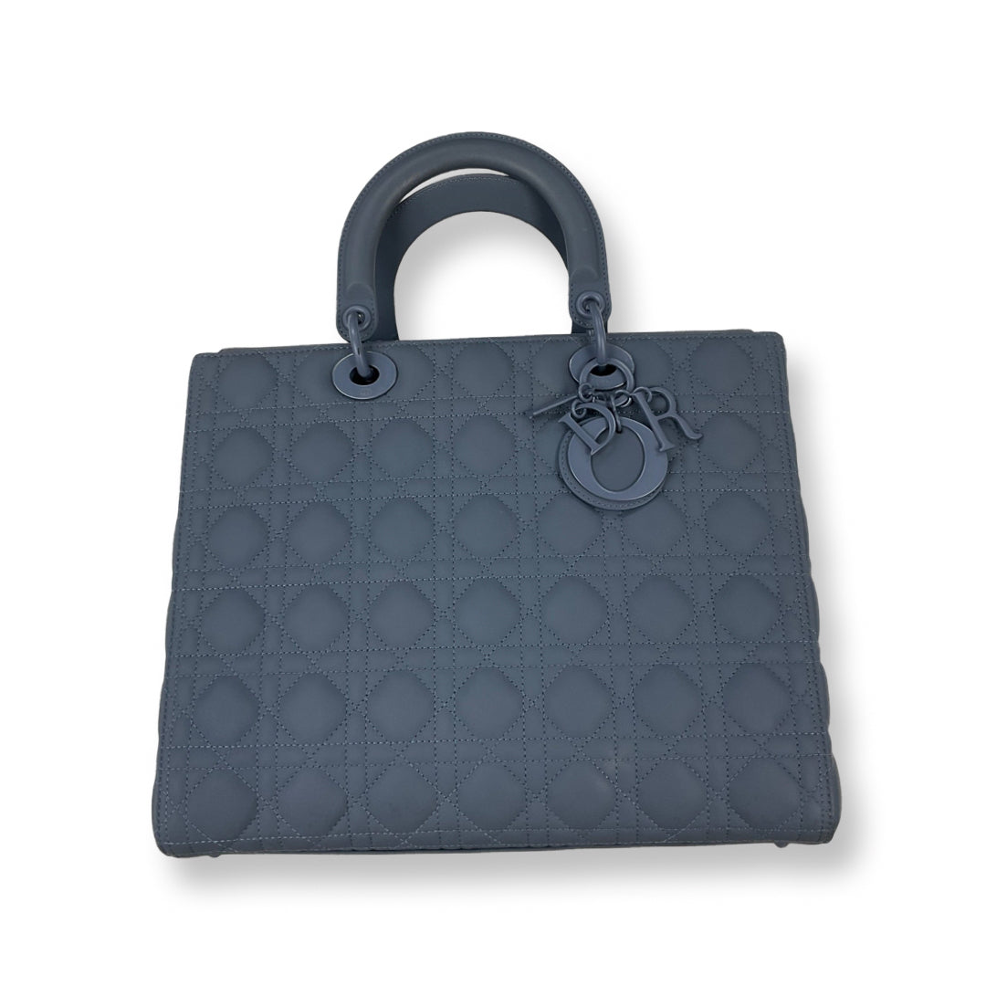 Dior Blue Ultra Matte Large Lady Dior Tote