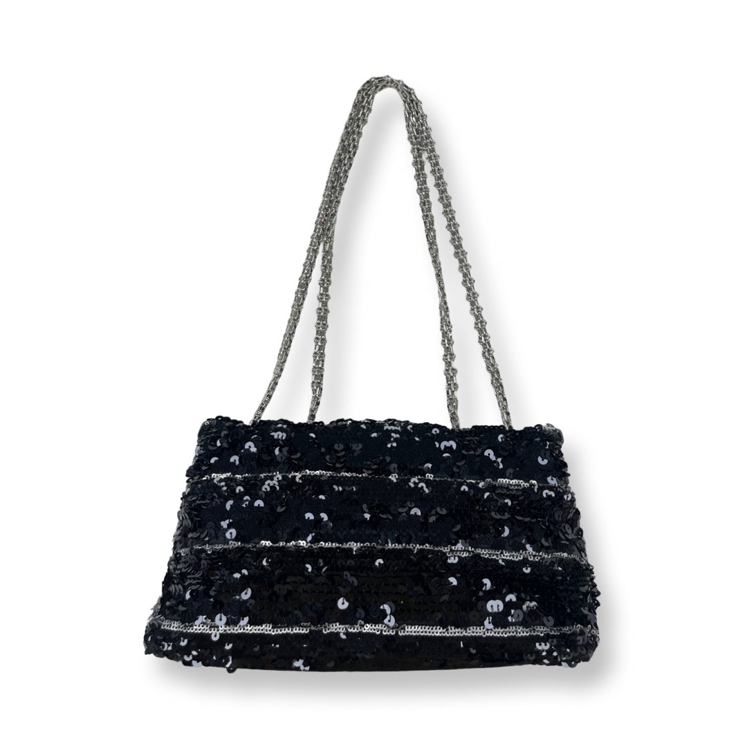 Chanel Black Sequined Medium Classdic Shoulder Bag